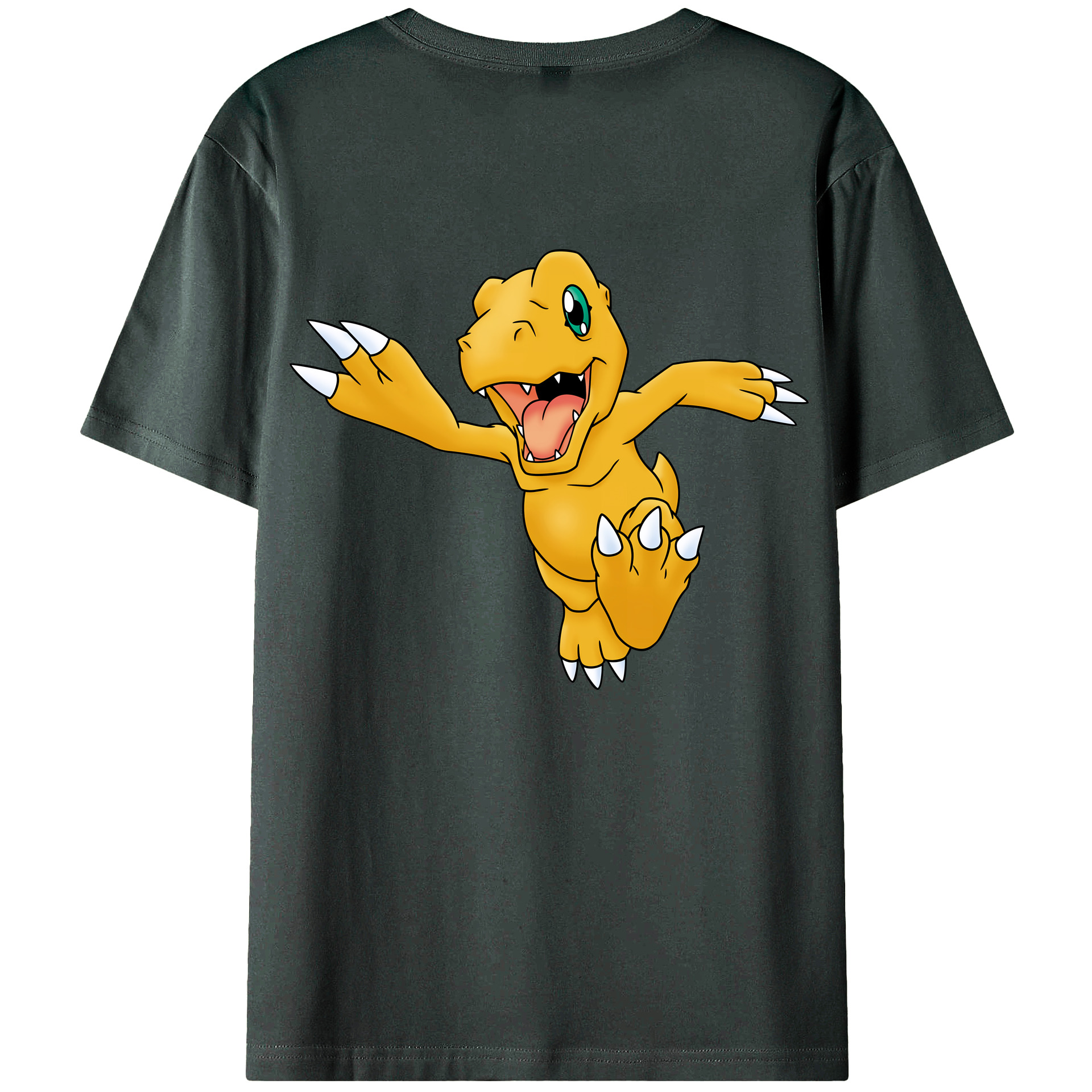 （画像用） Digimon デジタルモンスター/デジモン 綿100％ メンズ半袖Tシャツ（バックプリント） 通気性